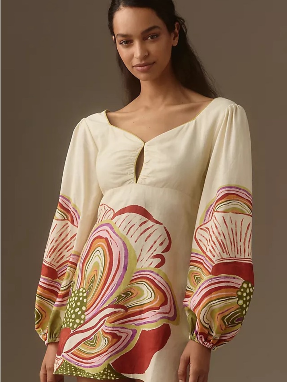 NWT Farm Rio x Anthropologie Sweetheart Linen Mini Dress - Picture 2 of 8